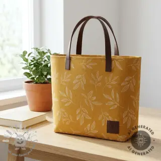 Tessuto decorativo Linenlook Elegant leaf branch yellow
