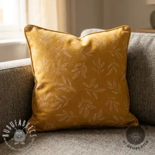 Tessuto decorativo Linenlook Elegant leaf branch yellow