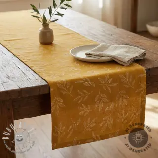 Tessuto decorativo Linenlook Elegant leaf branch yellow