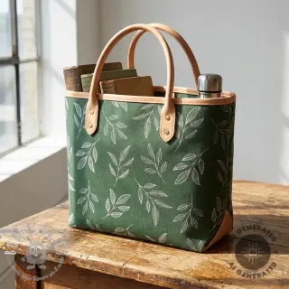 Tessuto decorativo Linenlook Elegant leaf branch army
