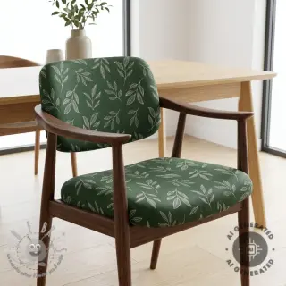 Tessuto decorativo Linenlook Elegant leaf branch army