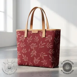 Tessuto decorativo Linenlook Elegant leaf branch wine