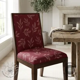 Tessuto decorativo Linenlook Elegant leaf branch wine