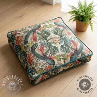 Tessuto decorativo Linenlook Leafy paradise bird digital print