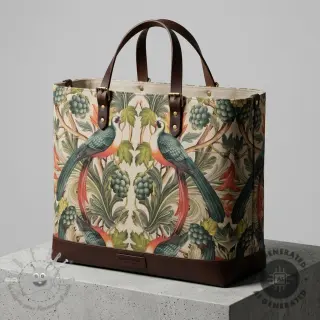 Tessuto decorativo Linenlook Leafy paradise bird digital print