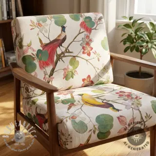 Tessuto decorativo Linenlook Orchid paradise bird digital print