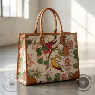 Tessuto decorativo Linenlook Orchid paradise bird digital print