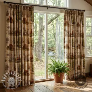 Tessuto decorativo Linenlook Forest deer song digital print