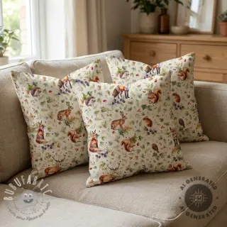 Tessuto decorativo Linenlook Animal forest dream digital print