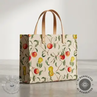 Tessuto decorativo Linenlook Apple pear branch digital print