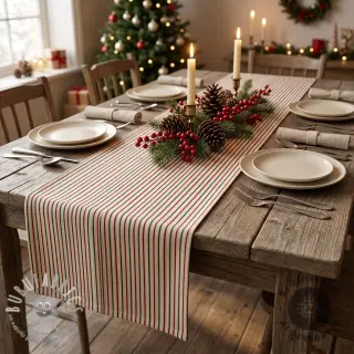 Tessuto decorativo Linenlook Little Xmas stripe