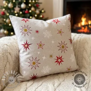 Tessuto decorativo Linenlook Magic star red gold