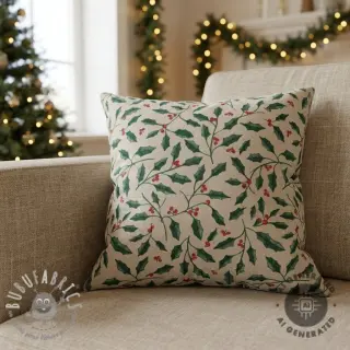 Tessuto decorativo Linenlook Holly branch Xmas
