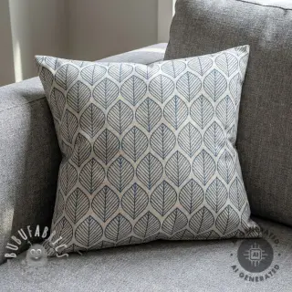 Tessuto decorativo Linenlook Leaf line minimalist denim