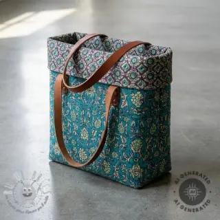 Velluto VELVET QUILT Flowers abstract petrol