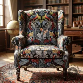 Tessuto decorativo GOBELIN premium Leafy paradise bird