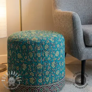 Velluto VELVET QUILT Flowers abstract petrol
