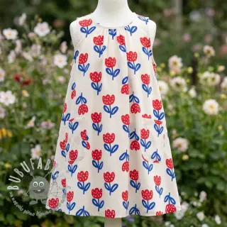 Tessuto di cotone Big flowers naturals ORGANIC