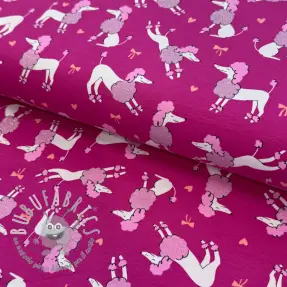 Jersey Glitter poodles fuchsia