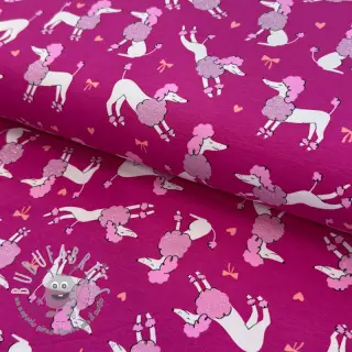 Jersey Glitter poodles fuchsia