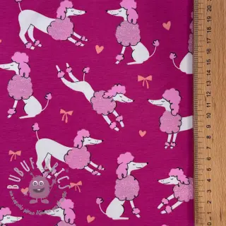 Jersey Glitter poodles fuchsia