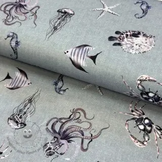 Tessuto decorativo Underwater animals grey digital print