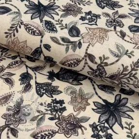 Jersey con lino Flowers navy digital print