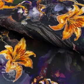 Tessuti per abbigliamento da donna e occasioni speciali PUNTA DI ROMA Flowers black digital print