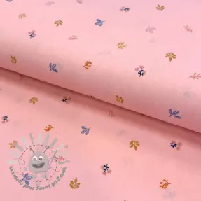 Tessuto di cotone Giraffe with flowers FIELD rose ORGANIC