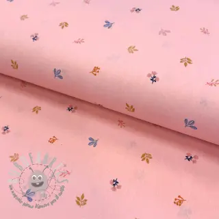 Tessuto di cotone Giraffe with flowers FIELD rose ORGANIC