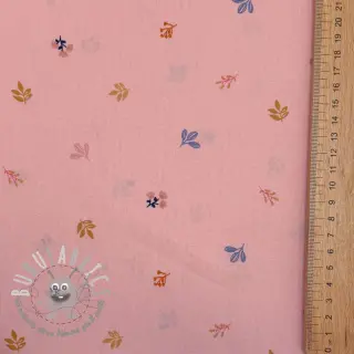 Tessuto di cotone Giraffe with flowers FIELD rose ORGANIC