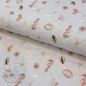 Tessuto decorativo Shells linen ecru digital print