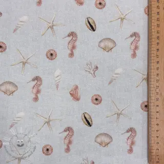 Tessuto decorativo Shells linen ecru digital print