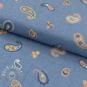 Tessuto di cotone JEANS Paisley blue shadow