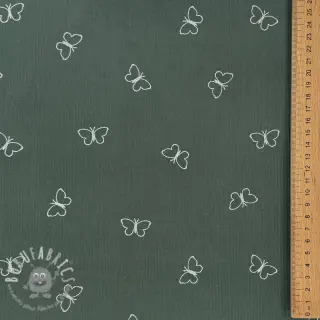 Cord a coste GLITTER Butterflies sage