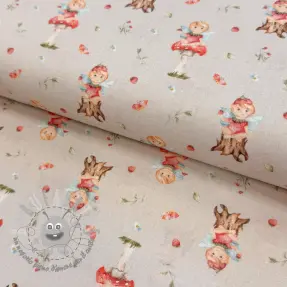 Tessuto di cotone Sweet elf light sand digital print