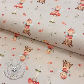 Tessuto di cotone Sweet elf light sand digital print