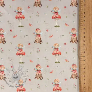 Tessuto di cotone Sweet elf light sand digital print