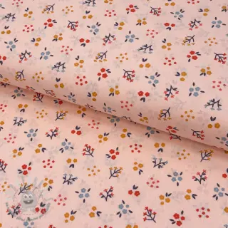Tessuto di cotone Small flowers light salmon ORGANIC