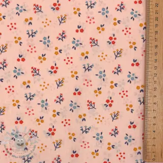 Tessuto di cotone Small flowers light salmon ORGANIC