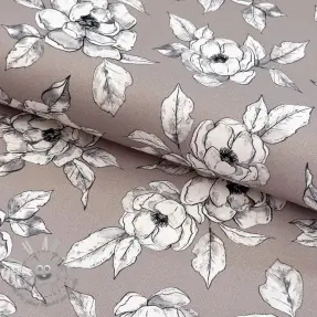 Tessuto decorativo Flowers taupe digital print