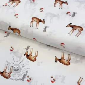 Tessuto di cotone Doe white digital print