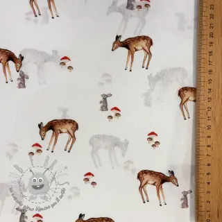 Tessuto di cotone Doe white digital print