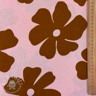 Viscosa con lino Flowers light pink