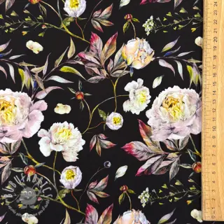 Tessuti per abbigliamento da donna e occasioni speciali MAGNOLIA STRETCH Flowers bouquet black