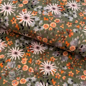 Felpa garzata Flowers forest green digital print