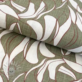 Lino con cotone WASHED Abstract olive