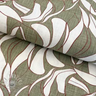 Lino con cotone WASHED Abstract olive