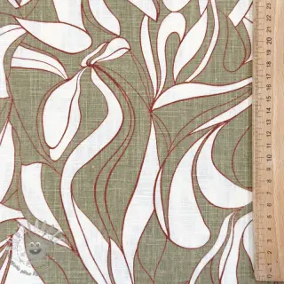 Lino con cotone WASHED Abstract olive