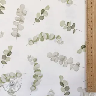 Tessuto decorativo Eucalyptus white green digital print